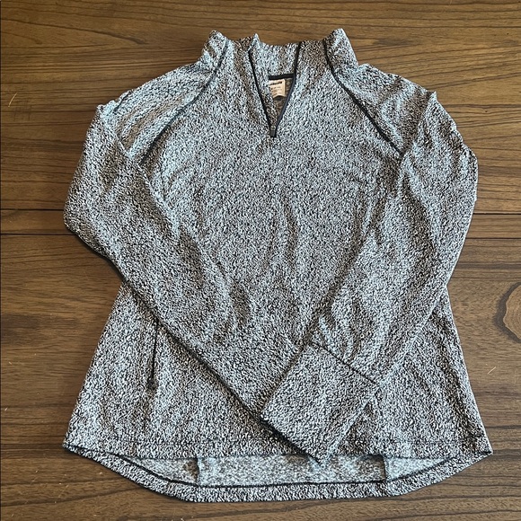 Avia Tops - Avia Black White Quarter Zip Pullover Thumb Hole Cuffs Zip Pockets Size M (8-10)